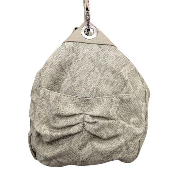Miche Beverly Demi Snake Shoulder Bag Cream Grey Tote 2 Braided Straps Ruched - Picture 9 of 15